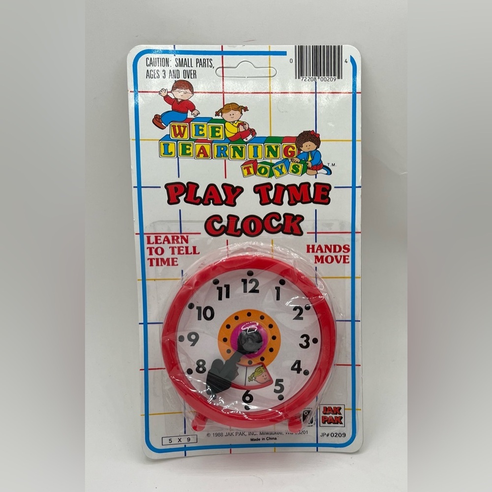 RARE VINTAGE JAK‎ PAK 1988 PLAY TIME CLOCK KIDS LEARNING NEW IN PACKAGE HTF